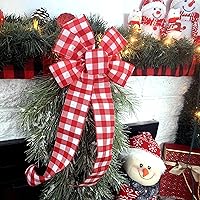 Vista 39 de Arco de corona de arpillera negra con alambre, 10 pulgadas de ancho, colas largas de 18 pulgadas, cinta de Navidad, decoración de puerta delantera