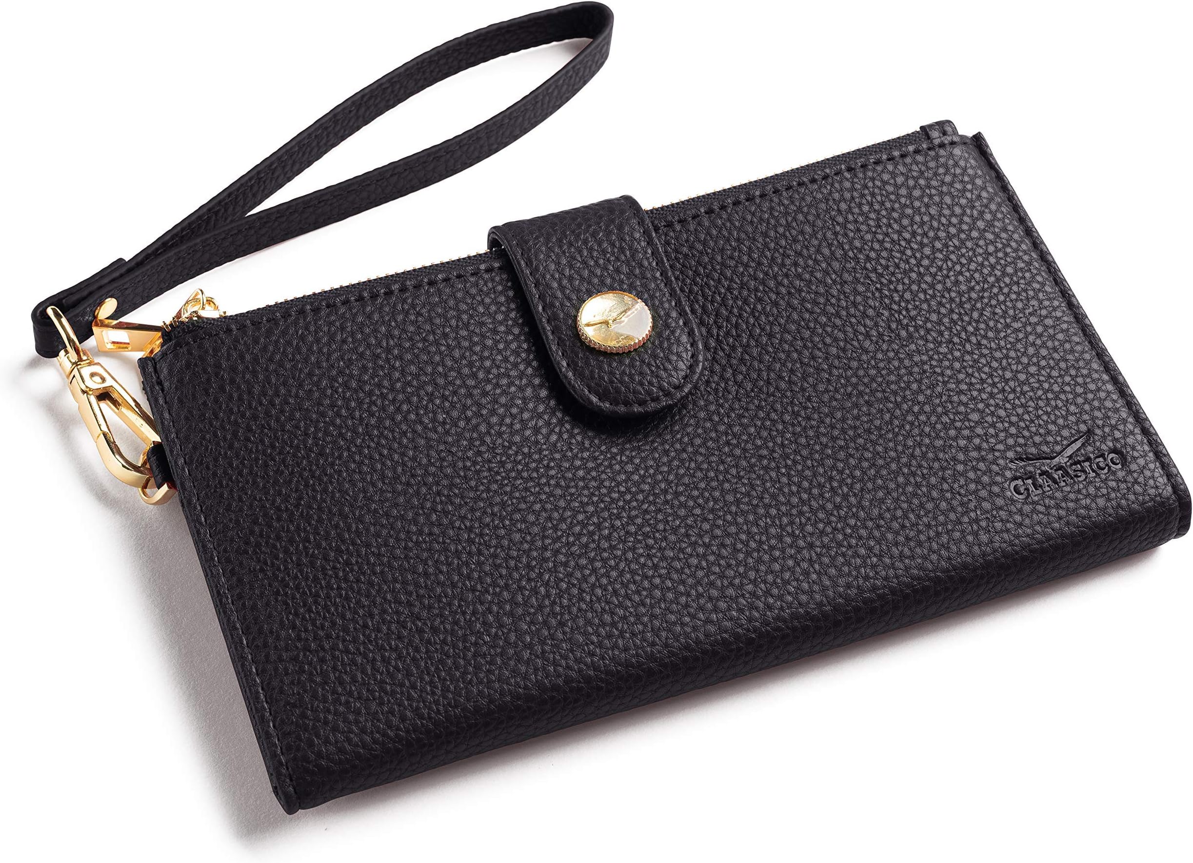 ClaasicoWomen’s RFID Wristlet Wallet & Phone Holder | Multi Credit Card Bifold Organizer w/Zipper Pockets & Sweetly Packed in Gift Box