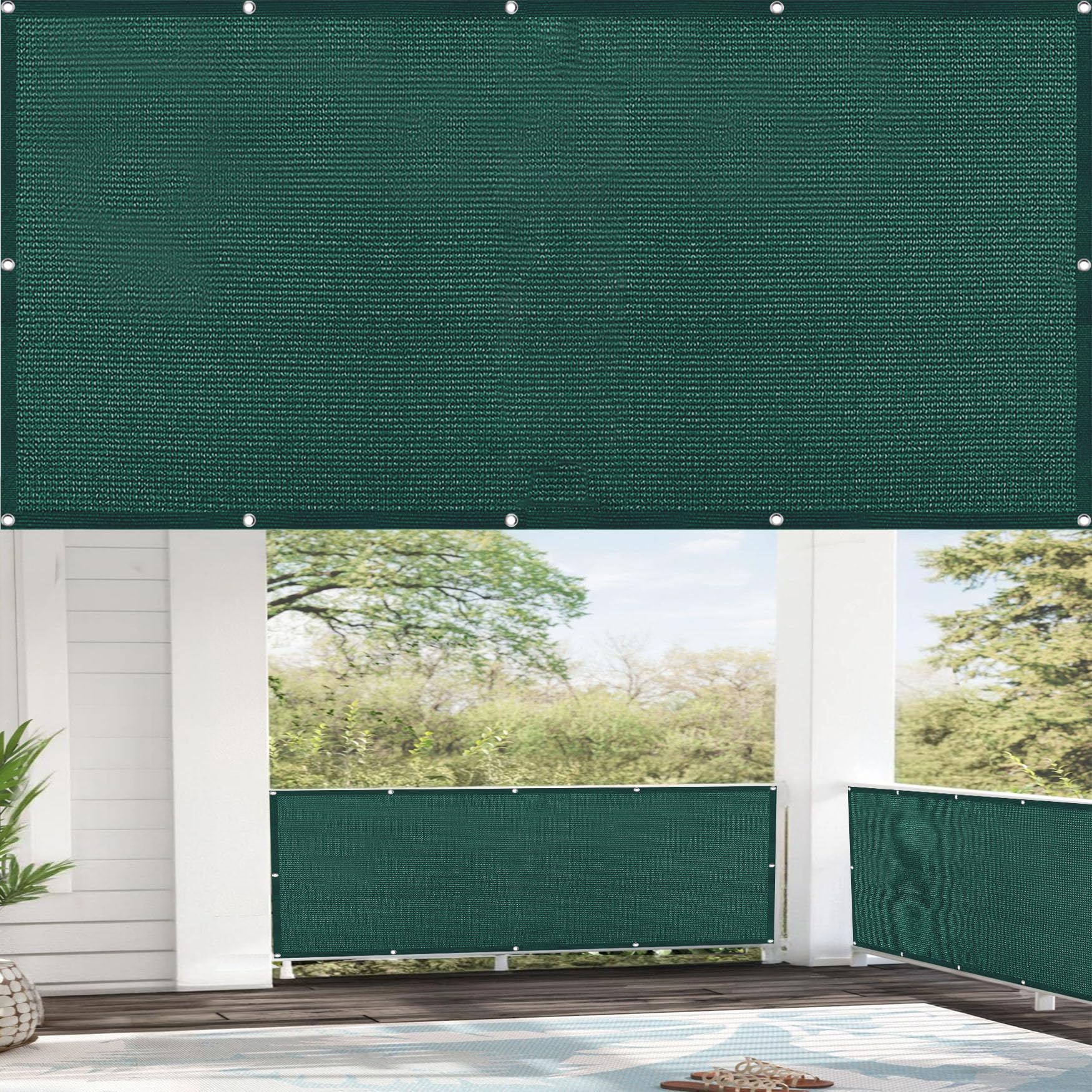Cache vue balcon 85x450 cm vert opaque et résistant au vent