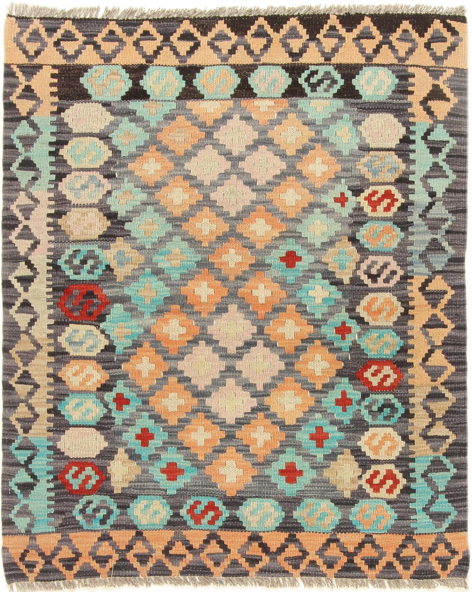 Tapis d'Orient Kilim Afghan en laine pour salon ou bureau contemporain