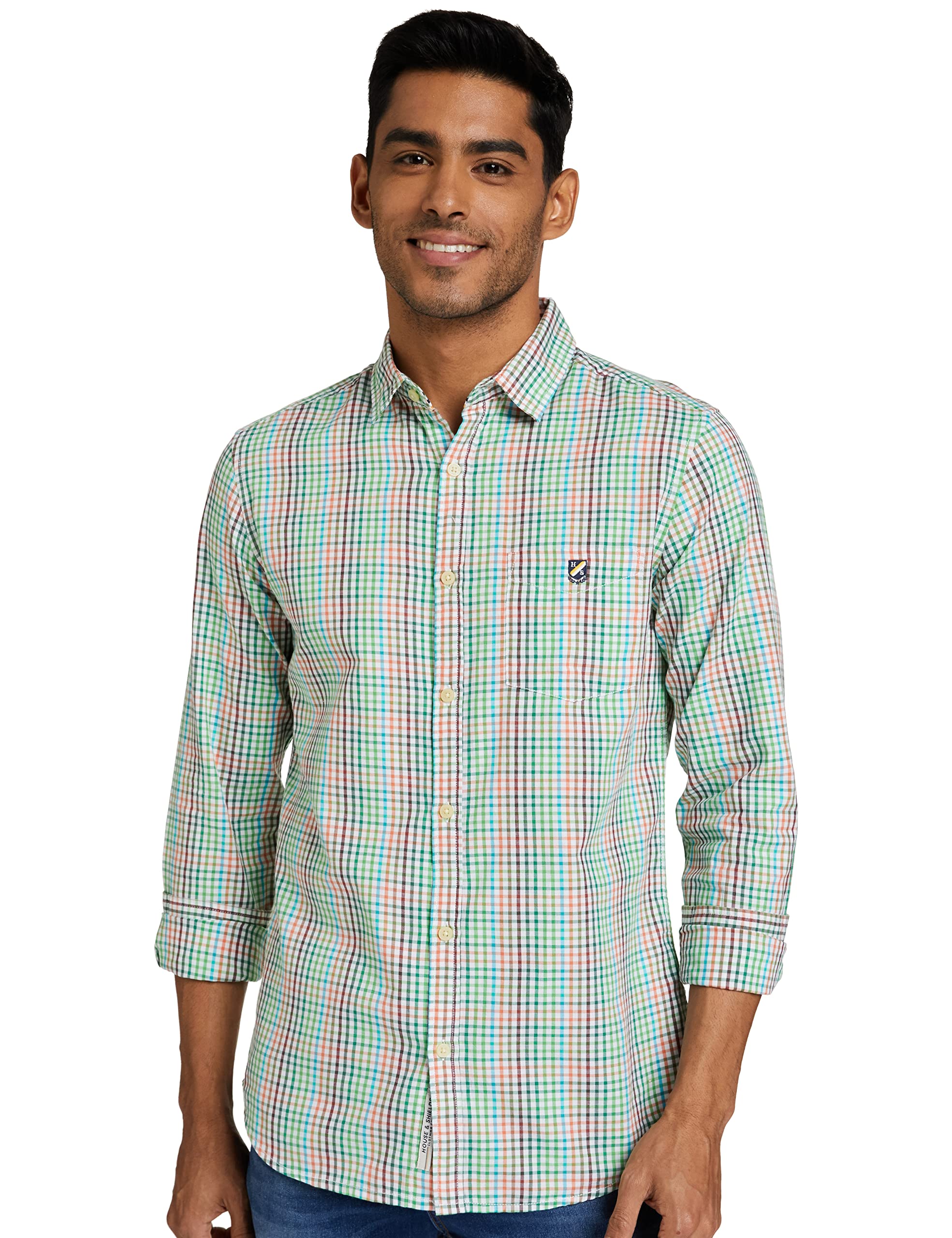 Amazon Brand - House & Shields Men's Checkered Regular Casual Shirt (SS20-H&SCSRE-01)