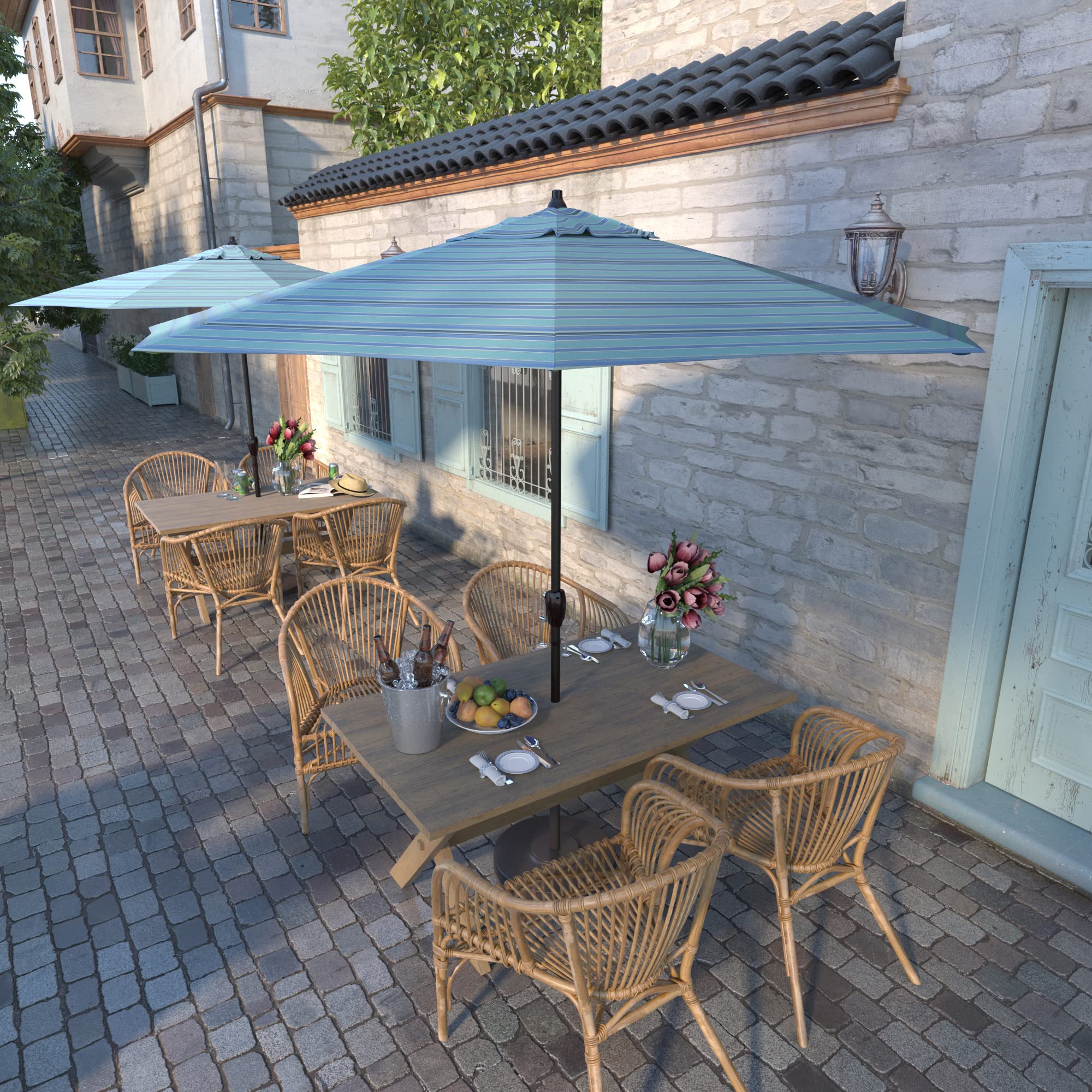 aluminum tube dimensions and thickness used for patio umbrella pole 9 ft. Aluminum Pole Black Patio Umbrella, Push Button Tilt and Crank Lift, Solstice Olefin Fabric in Gray White Cabana