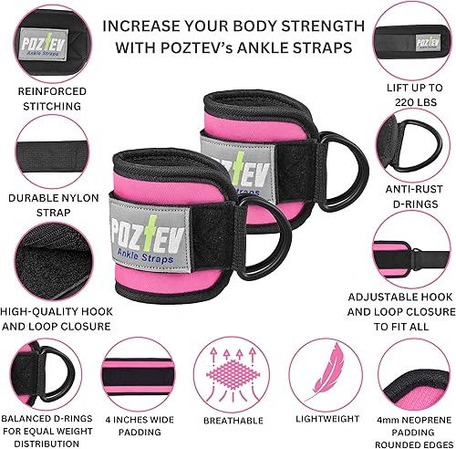 Miniatura 2 de Correas de tobillo para máquina de cable (par)  Correas acolchadas ajustables para las piernas, ideal para entrenamientos de glúteos, entrenamiento