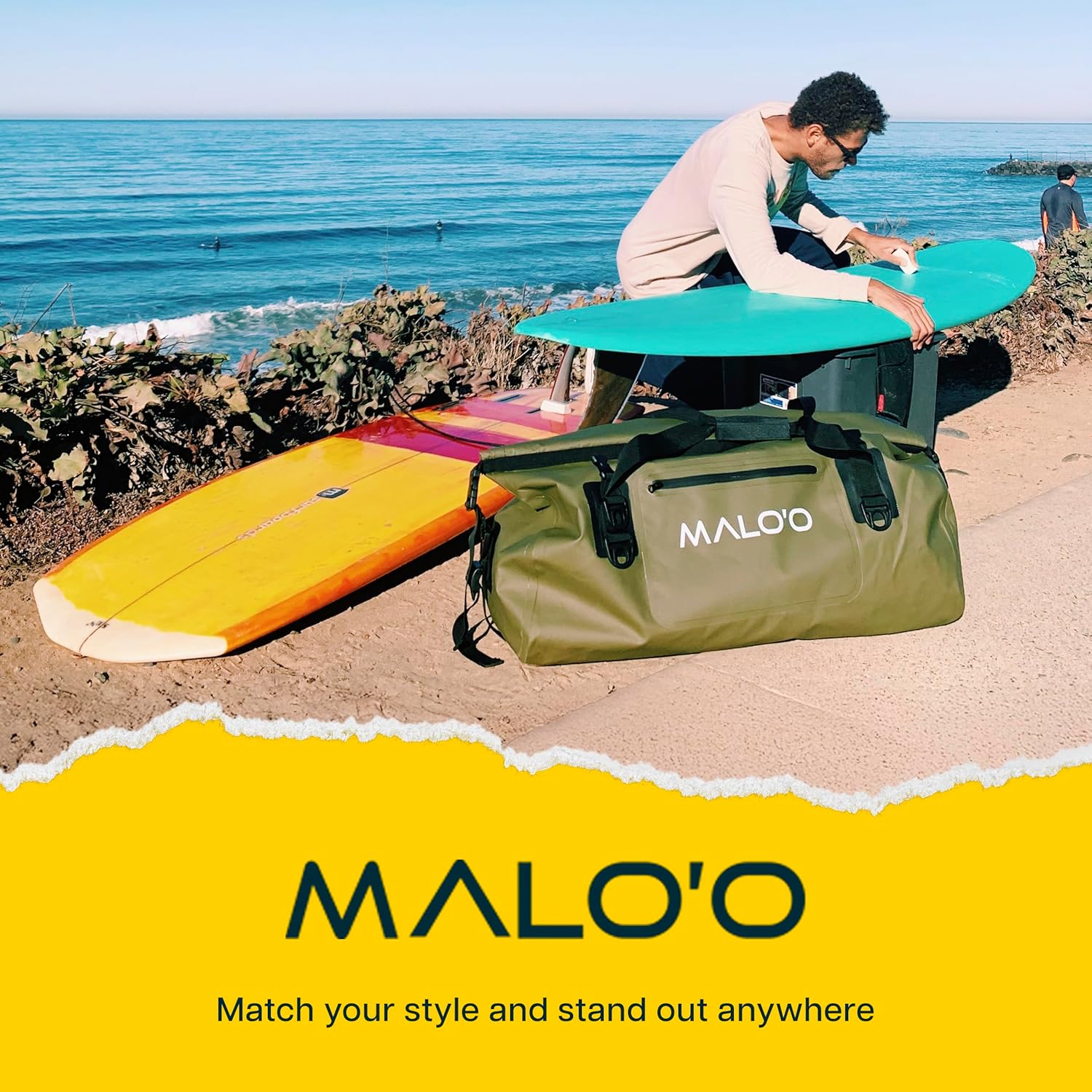 Malo’o Waterproof Dry Duffel, Heavy-Duty Roll Top Waterproof Gear Bag with Shoulder Strap & Molle Loops, Marine Duffel for Kayaking, Boating, Camping, Beach & Travel, Dark Green, 100L - Image 7