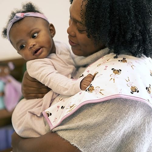 Miniatura 4 de Little Muffincakes Paquete de 3 paños para eructos de punto suave, tema de bailarina (Zhara) para recién nacidos y mayores, rosa