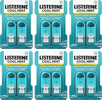 Listerine Cool Mint Pocketmist, Oral Care Mist for Fresh Breath, Non-Aerosol Sugar-Free Bad Breath Refresher Spray to Kill 99% of Bad Breath Germs, Portable, Cool Mint Flavor, 7.7 mL, 12 Sprays