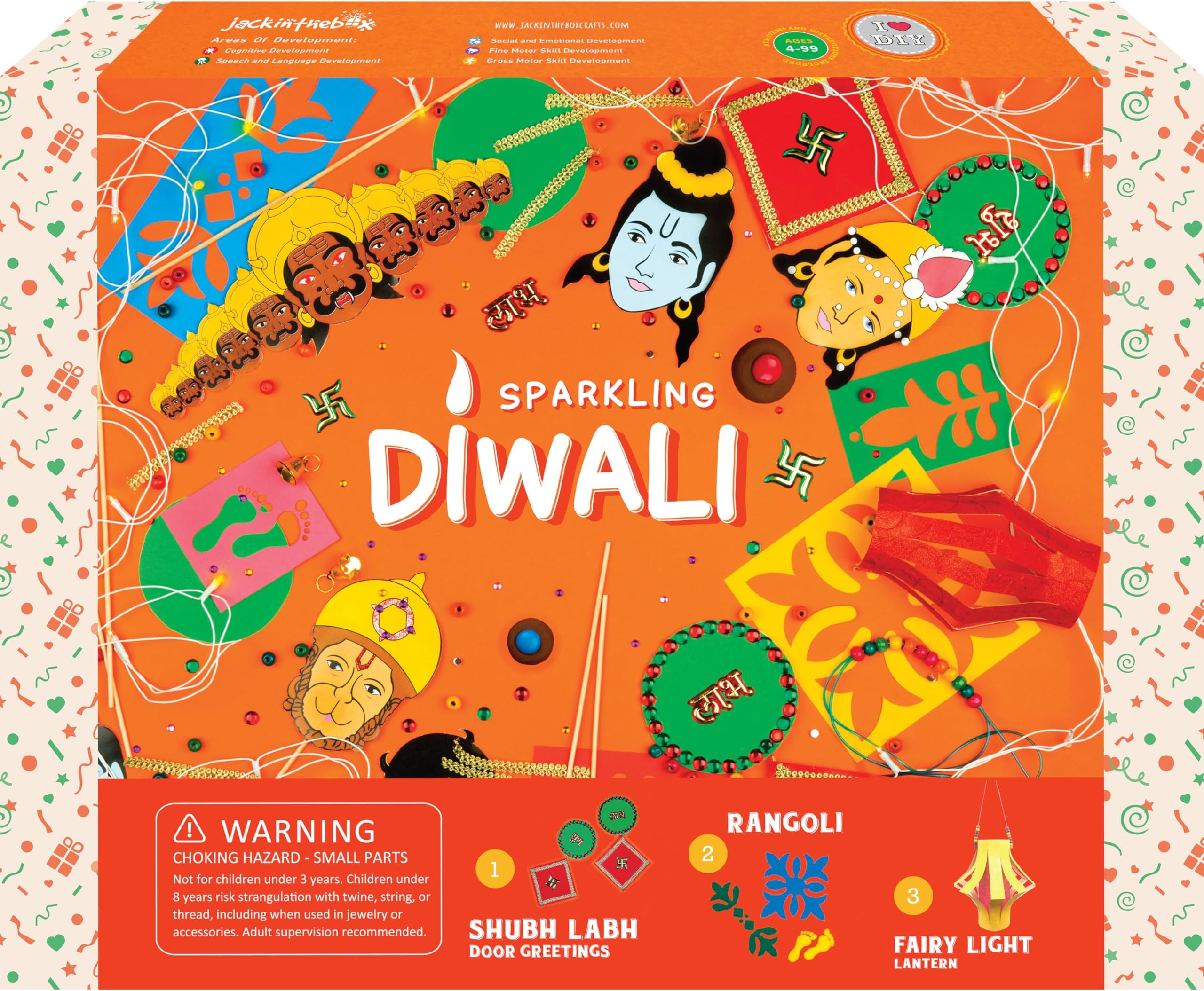 jackinthebox Diwali Decoration Craft Kit for Kids & Adults, Great Diwali Gift for Girls Boys 5 Years and up (Diwali 3 in 1)