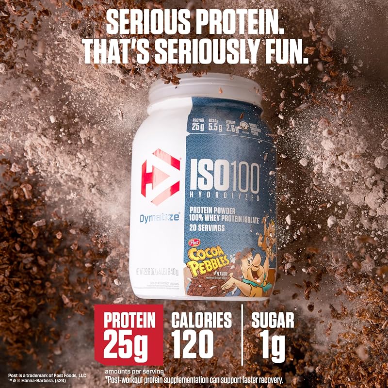 Dymatize ISO100 Protein Powder, 100% Whey Isolate, Cocoa Pebbles image 2