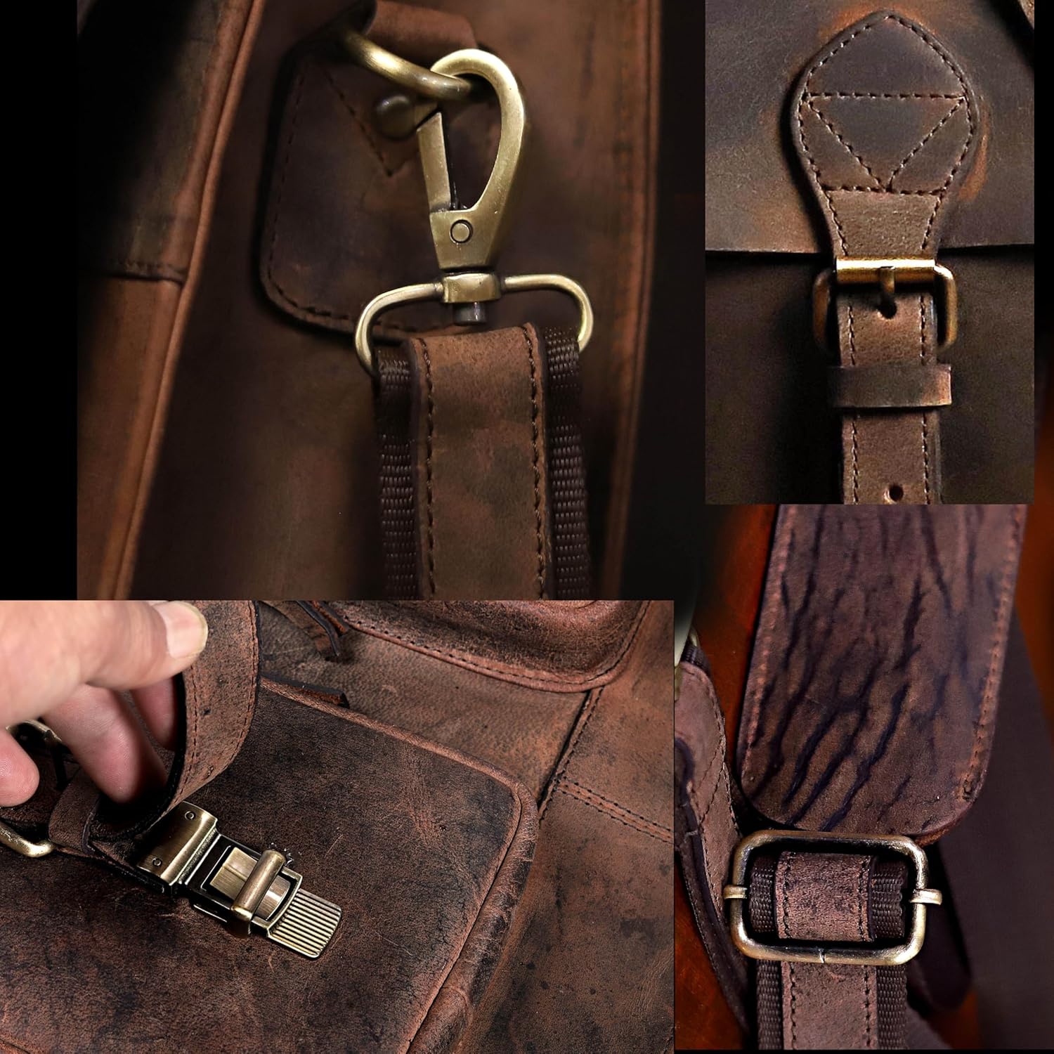 cuero Retro Brown Laptop Messenger Bag Office Briefcase Crossbody Travel Bag For Men And Women Bag Office Laptop Bag