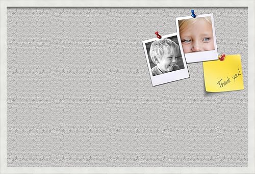 Miniatura 118 de PinPix Tablero de anuncios de corcho de 12 x 12 pulgadas. Este tablero decorativo enmarcado viene con diseño de círculos B W y un marco blanco