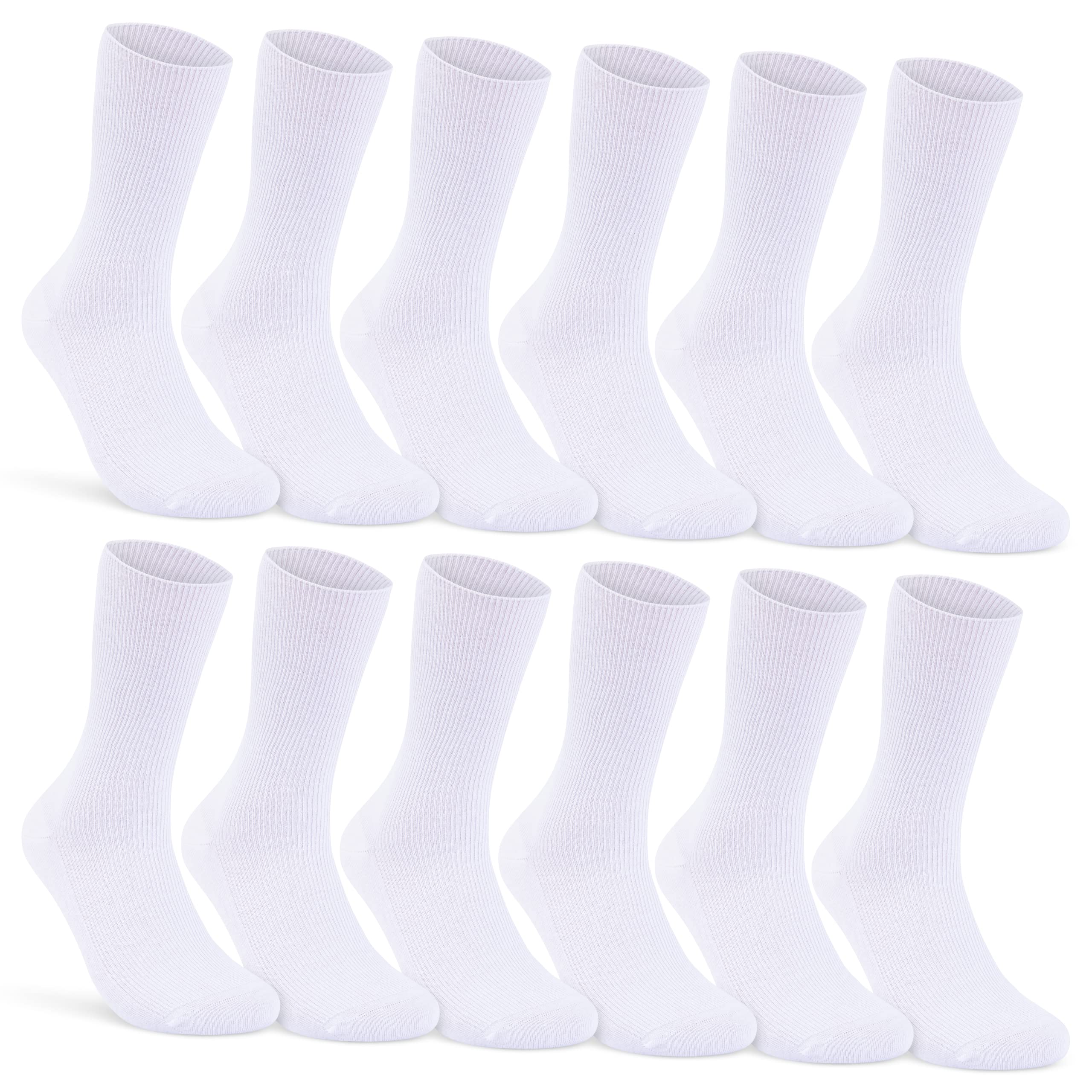 12 Pairs of Socks without Rubber Print 100% Cotton for Men and Women Diabetic Socks