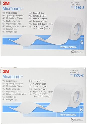 Cinta quirúrgica microporo blanco 2 x 10 yardas BX/6, Blanco