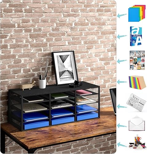 Miniatura 3 de Organizador de papel tamaño carta, organizador de literatura de metal, organizador de escritorio resistente para almacenamiento, buzón de aula