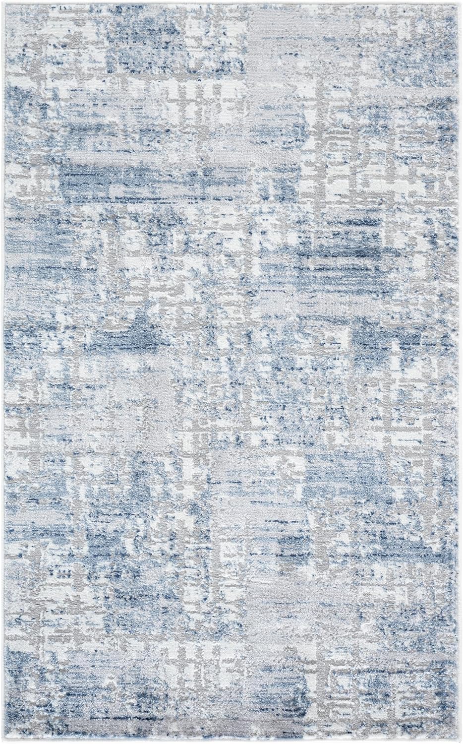 SAFAVIEH Amelia Collection Accent Rug - 3' x 5', Navy & Light Grey, Modern Abstract Distressed Design, Non-Shedding & Easy Care, Ideal for High Traffic Areas in Foyer, Living Room, Bedroom (ALA786N)