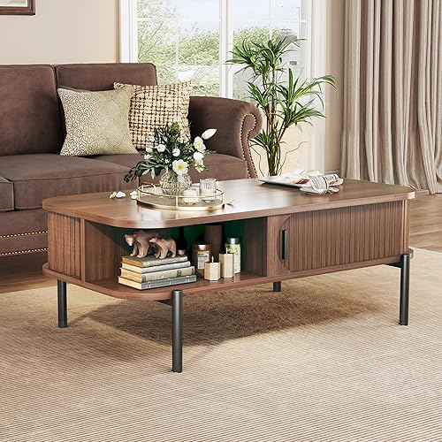 Miniatura 3 de Mesa de centro, mesas de centro modernas de mediados de siglo de 39.4 pulgadas para sala de estar, mesa de centro con estante abierto de