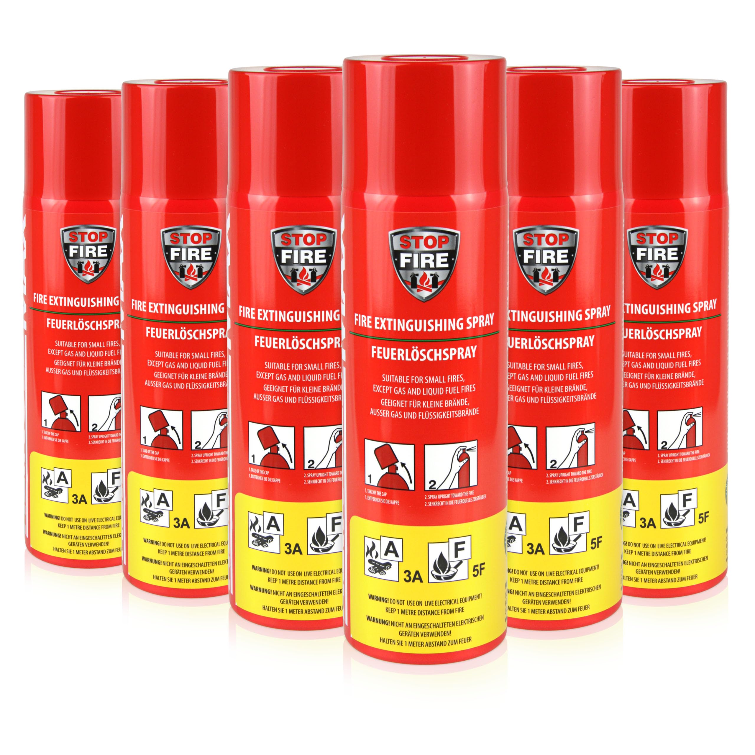 Höfer Chemie 6 x 500g d'extincteur en aérosol pour éteindre Les Feux naissants de Classe A & F