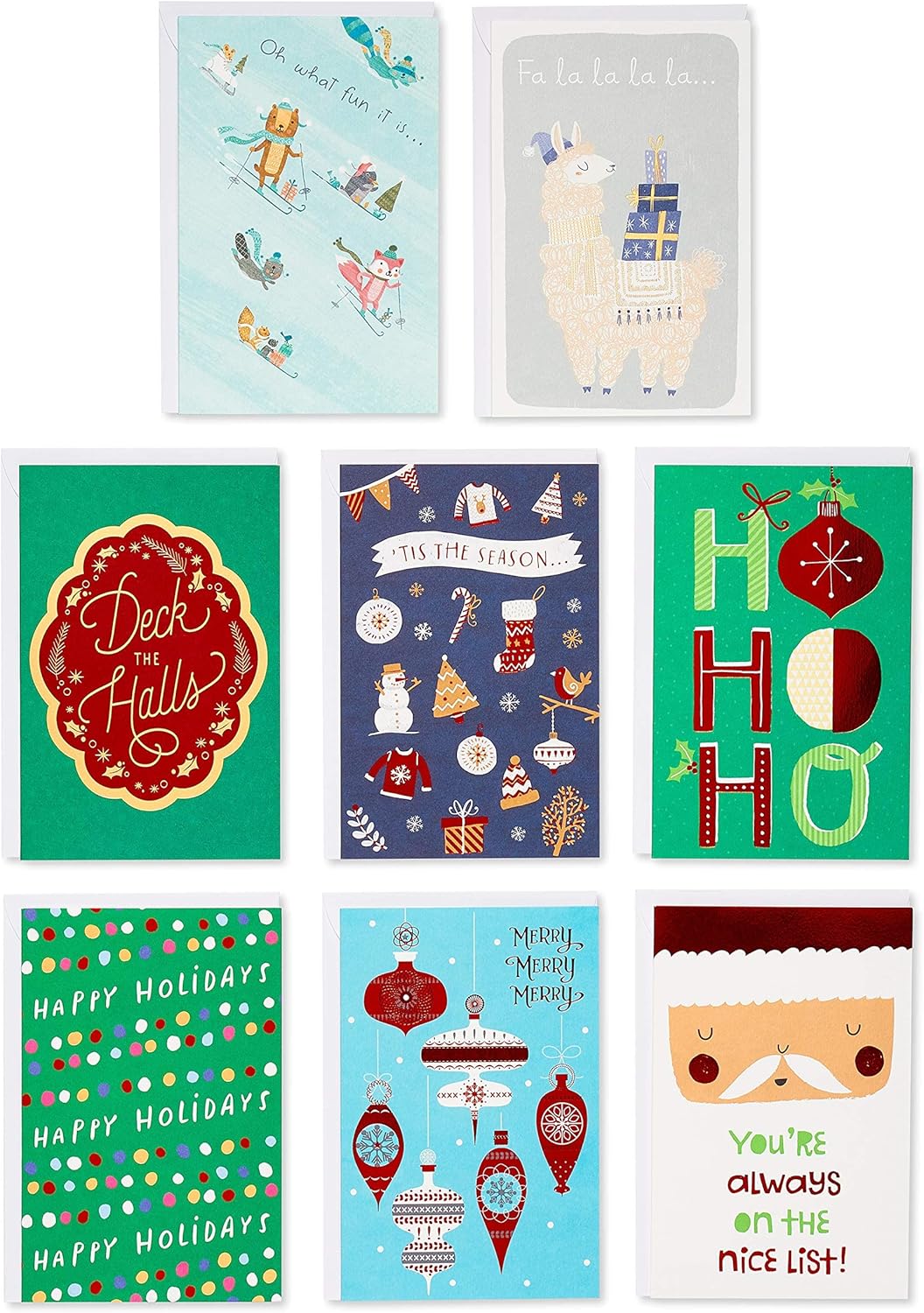 American Greetings Deluxe Christmas and Holiday Cards with Keepsake Box, Cheerful Variety (32-Count)