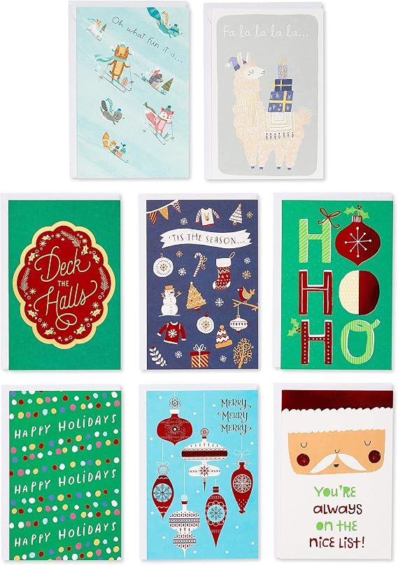 American Greetings Deluxe Christmas and Holiday Cards with Keepsake Box, Cheerful Variety (32-Count)
