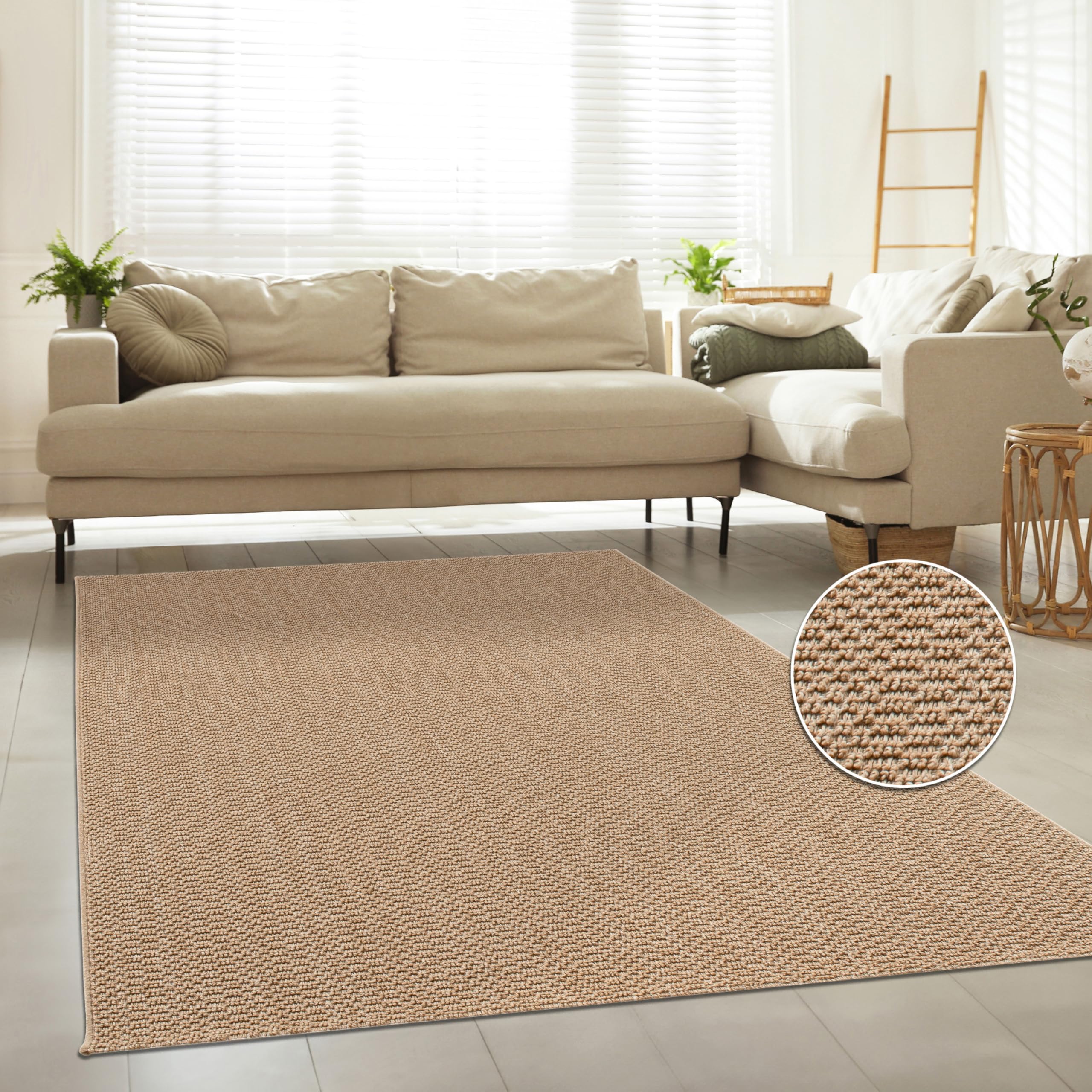 Paco Home Tappeto Esterno ed Interno Effetto Juta Naturale - Robusto, Impermeabile - per Balcone, Cucina, Corridoio, Terrazza - Tinta Unita Toni Naturali, Dimensione:160x220 cm
