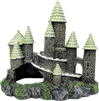 M2cbridge Aquarium Decor Castle Shipwreck Ornament Underwater LandscapeGreen Castle