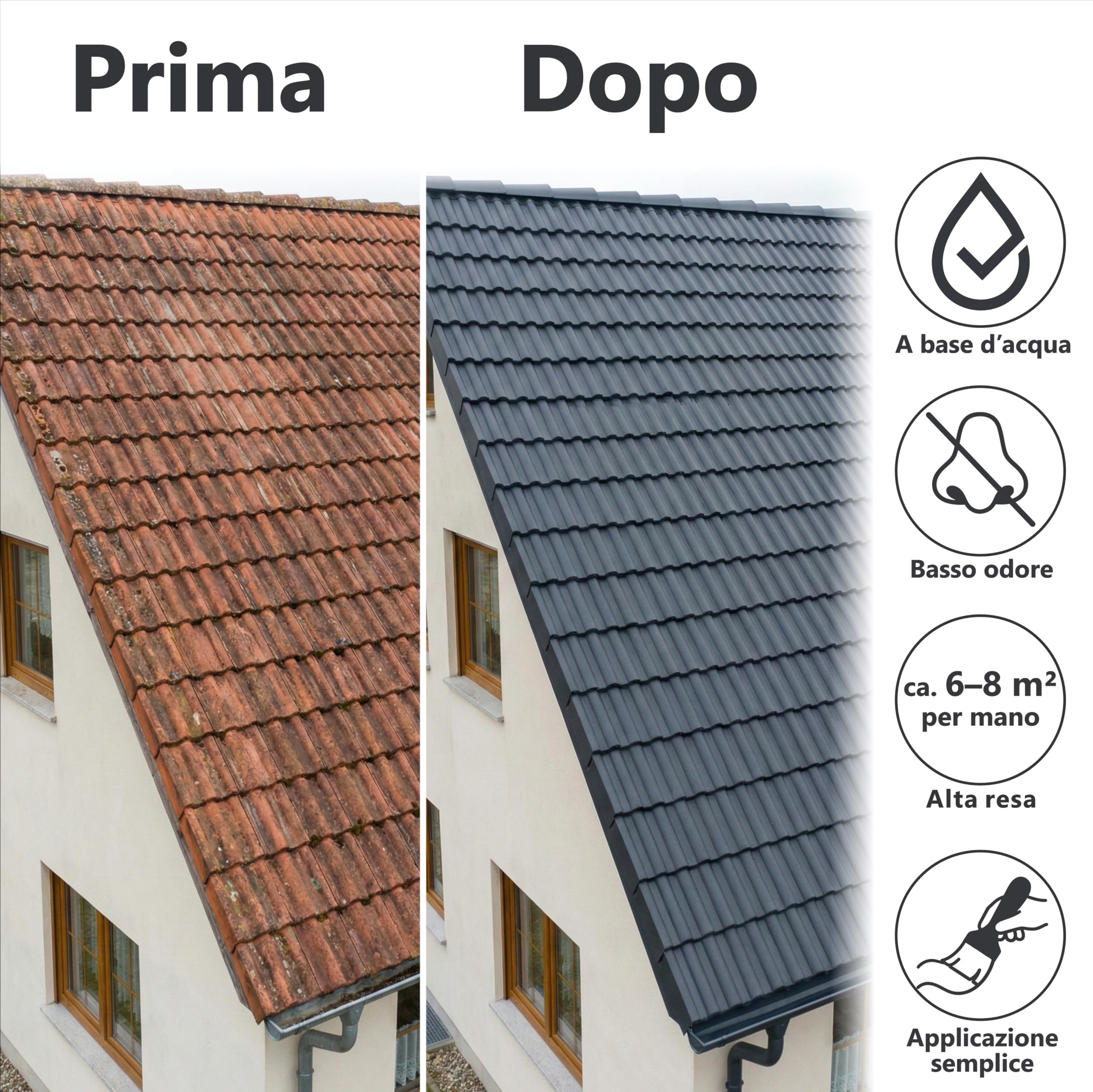 Vernice per tetto Pittura Manto di Copertura W510 Grigio antracite simile RAL 7016-20L