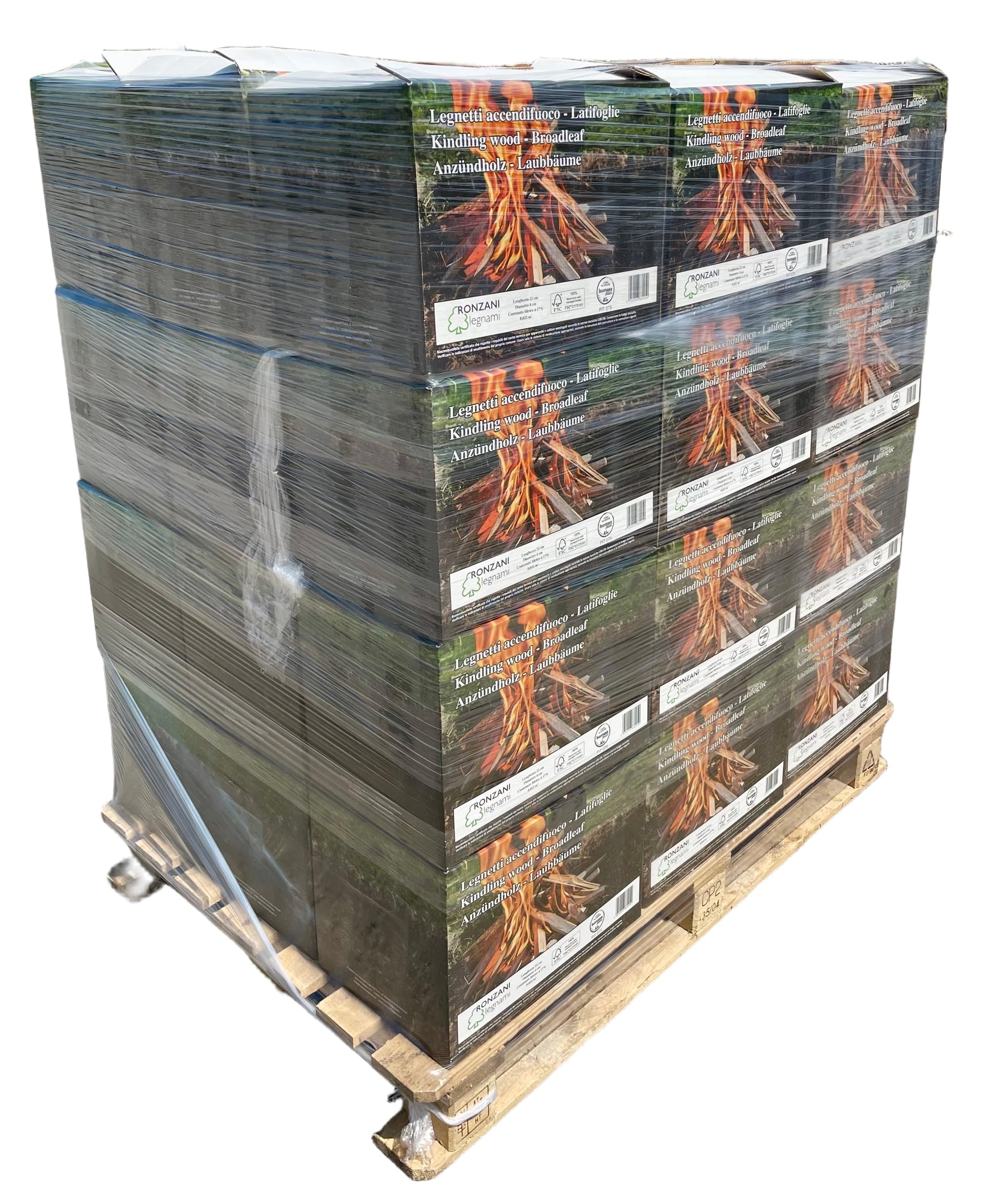 Legnetti Accendifuoco di Latifoglie - 22 cm - Certificati FSC e BiomassPlus - Naturali, Ecologici - Per Barbecue, Camini, Stufe e Forni - 100% legna secca e naturale - Bancale da 36 scatole