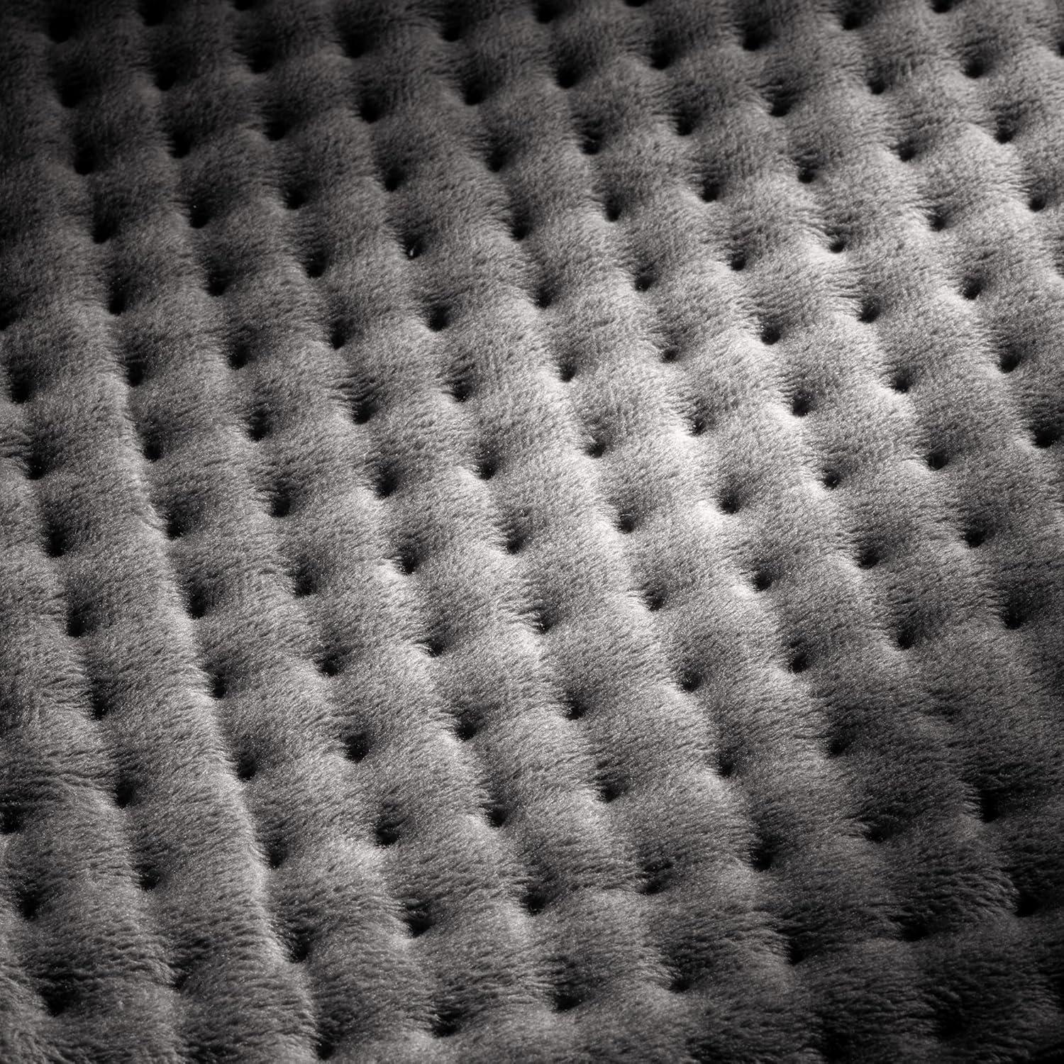 Close-up of the micro-plush fabric texture of the thermal cushion