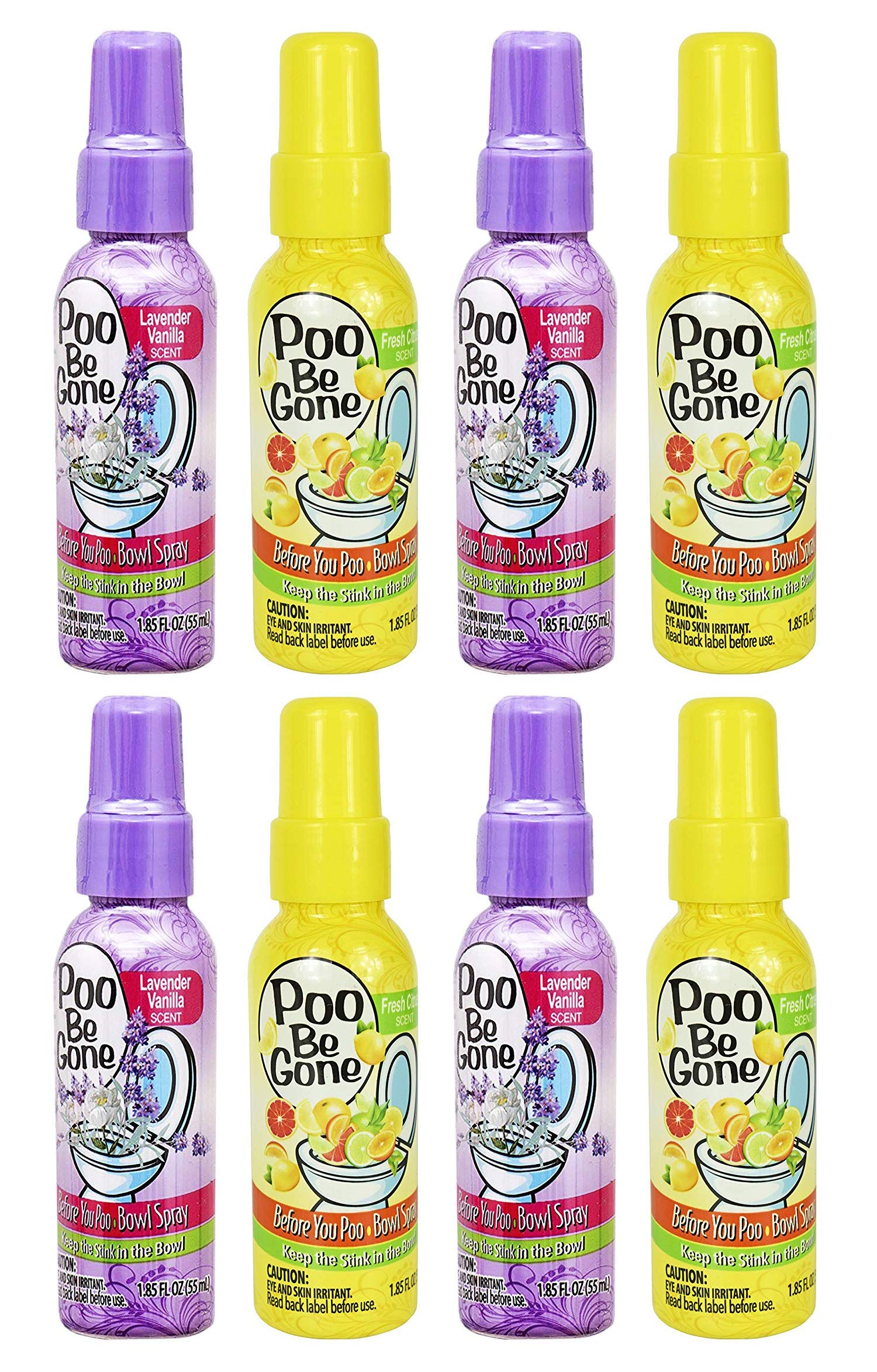 Set of 8 Stinky Bowl Spray 1.85oz - Before You Go Toilet Bathroom Deodorizer - Features Fresh Citrus Scent and Lavender Scent!