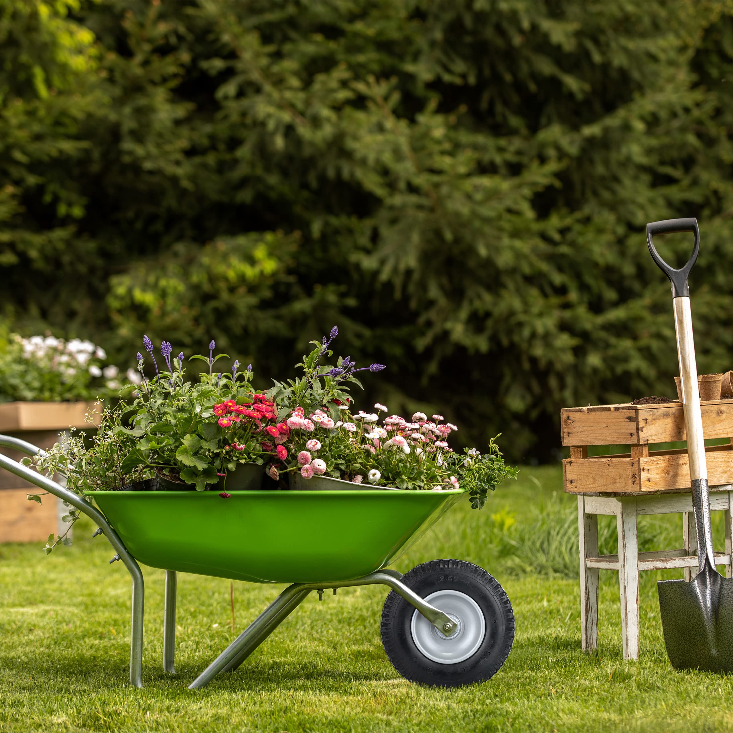 Relaxdays Set da 2 Ruote Carriole, 2.50-4, Pneumatico ad Aria, 2PR, Cerchione in Acciaio, Fino a 100 kg, Nero Argento
