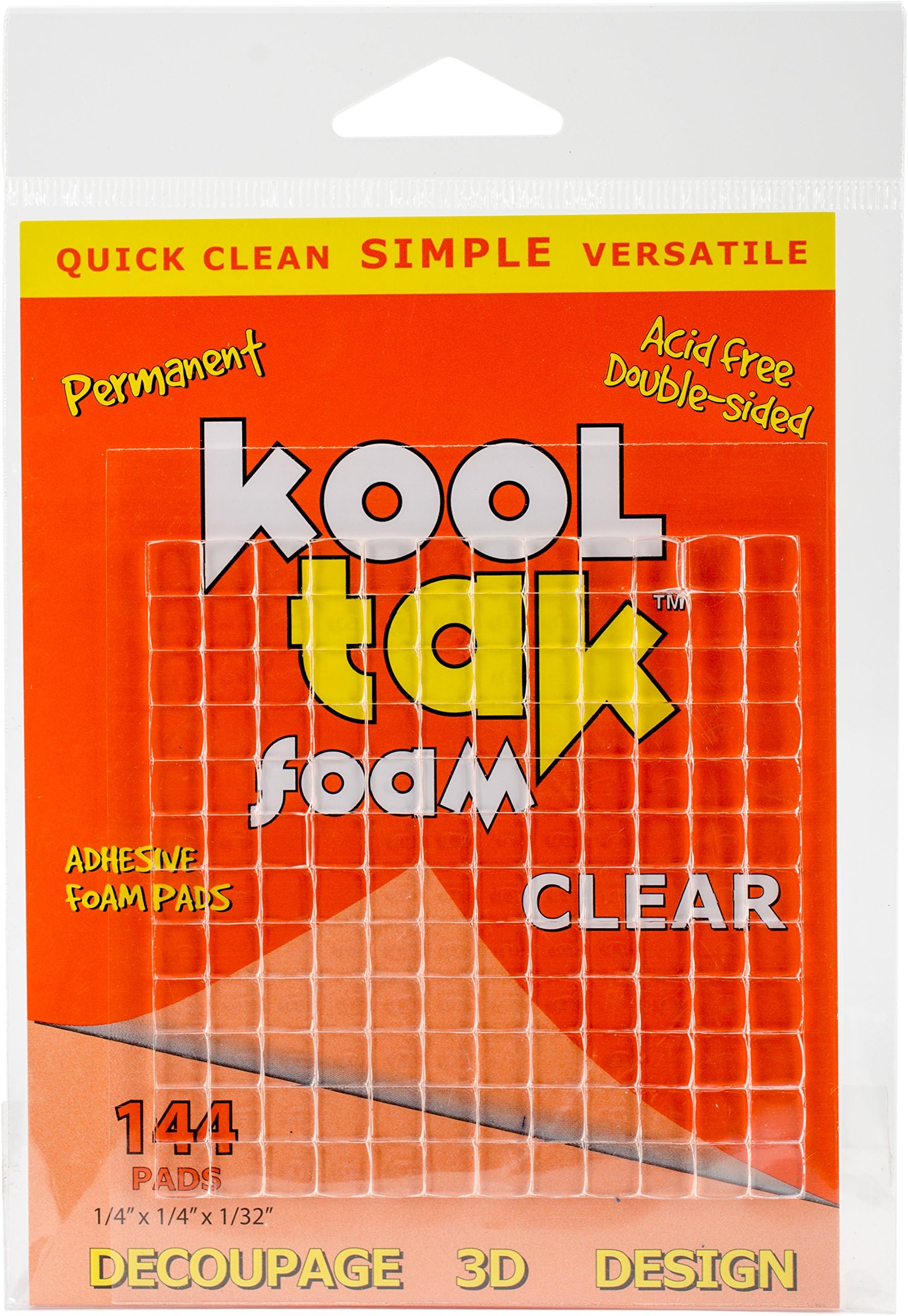Clear Foam Pads, 1/4-Inch by 1/4-Inch by 1/32-Inch 144 Pads