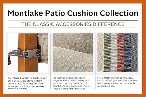 Miniatura 4 de Classic Accessories, Montlake - Cojín de respaldo de 19 x 20 x 4 pulgadas resistente al agua para patio y exteriores, cojín para sofá de dos