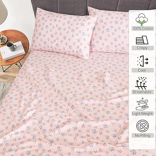 Miniatura 2 de RUVANTI Sábanas 100% Algodón  Ropa de Cama Percal Tamaño King Dividido, Diseño Floral Refrescante y Transpirable, Duraderas con una Sensación