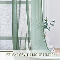 Vista 113 de NICETOWN Cortinas semitraslúcidas con textura de lino, con ojales, tratamiento de ventanas, cortinas verticales de lino con filtro de luz para sala
