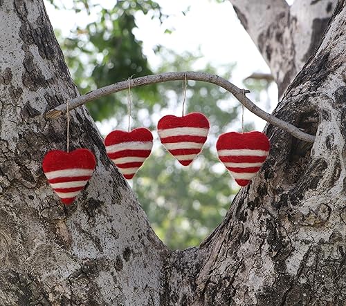 Miniatura 4 de De Kulture - Bola colgante de fieltro de lana de alta calidad, hecha a mano, con forma de corazón, con aguja, respetuosa con el medio ambiente,