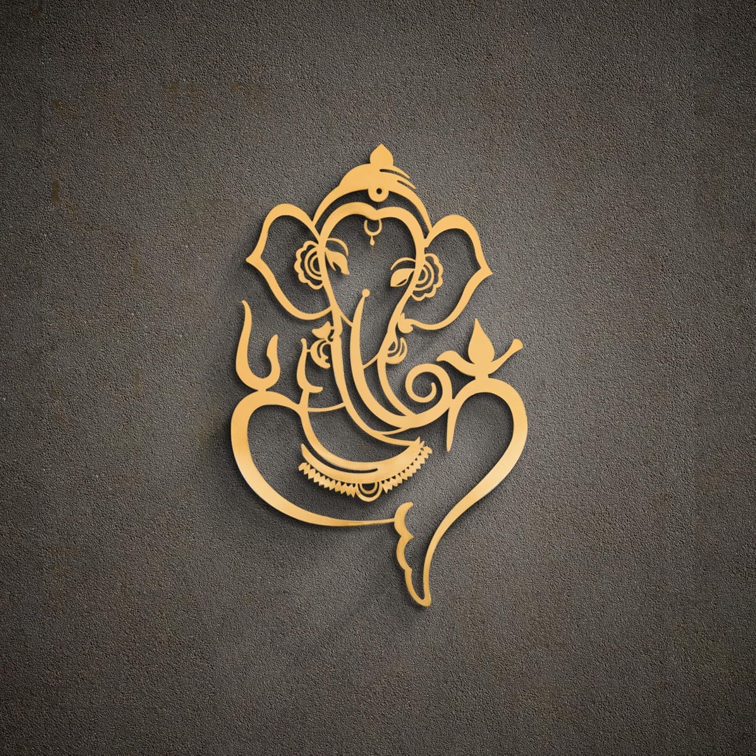 Shopeum Metal Ganesha Wall Hanging, 38 cm Golden Wall Art Sculpture, Religious Home Decor (15 INCH)