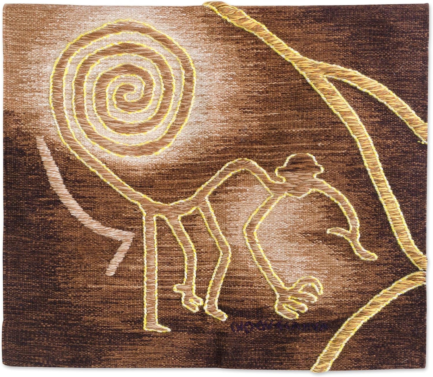 NOVICA Nazca Monkey Alpaca Wool Tapestry