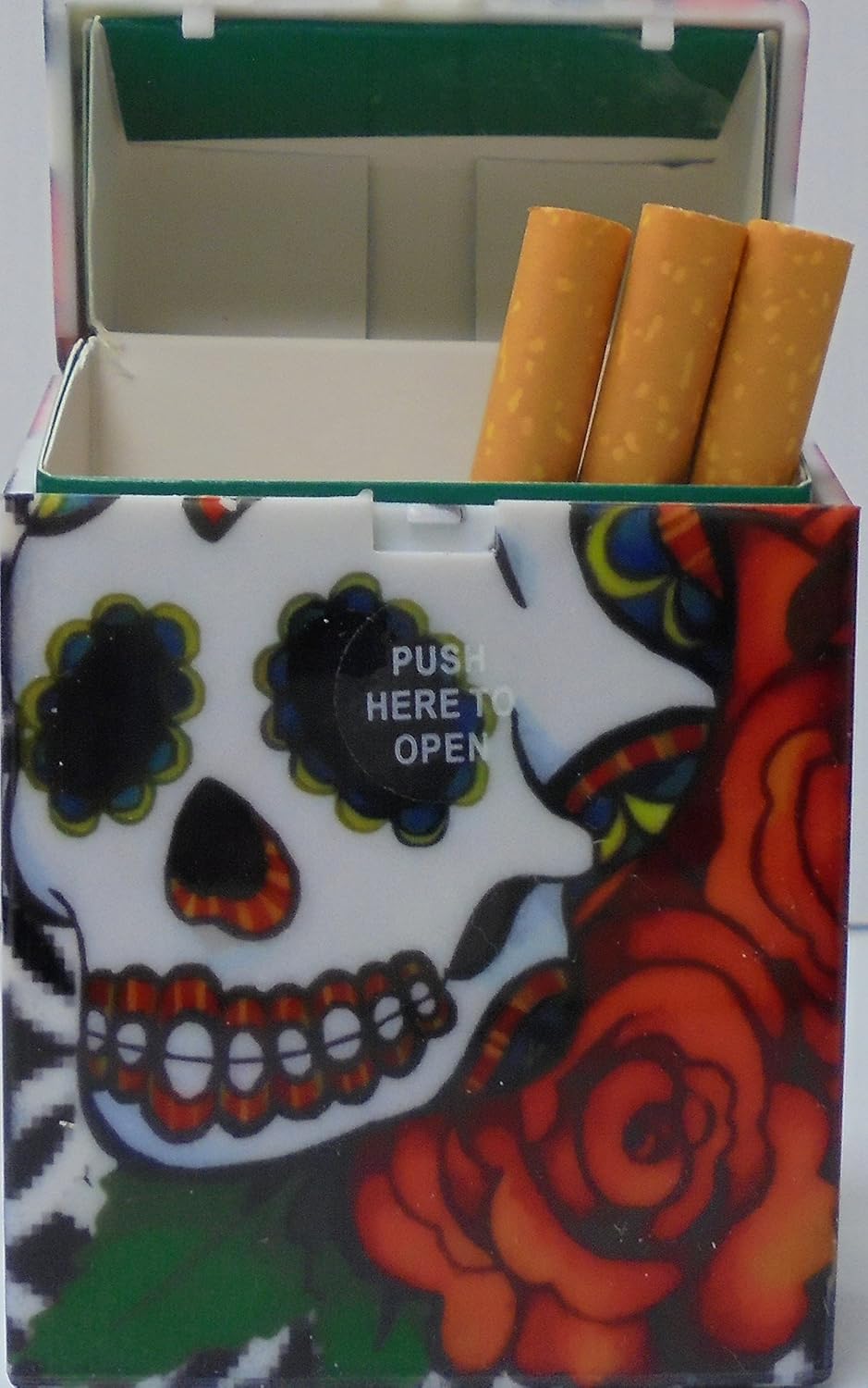 Amazon.com: 2 Eclipse Skull Design Crushproof Plastic Cigarette Case ...