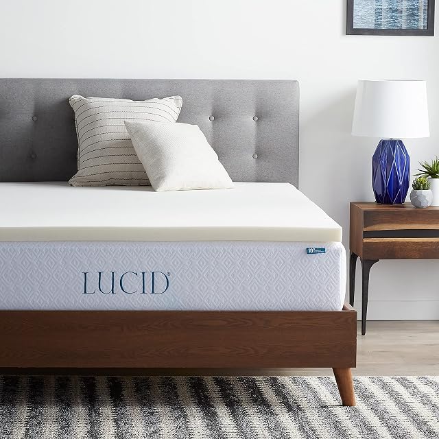 Lucid 2 Inch Traditional Foam Mattress Topper - Ventilated - Hypoallergenic - Full - Ivory