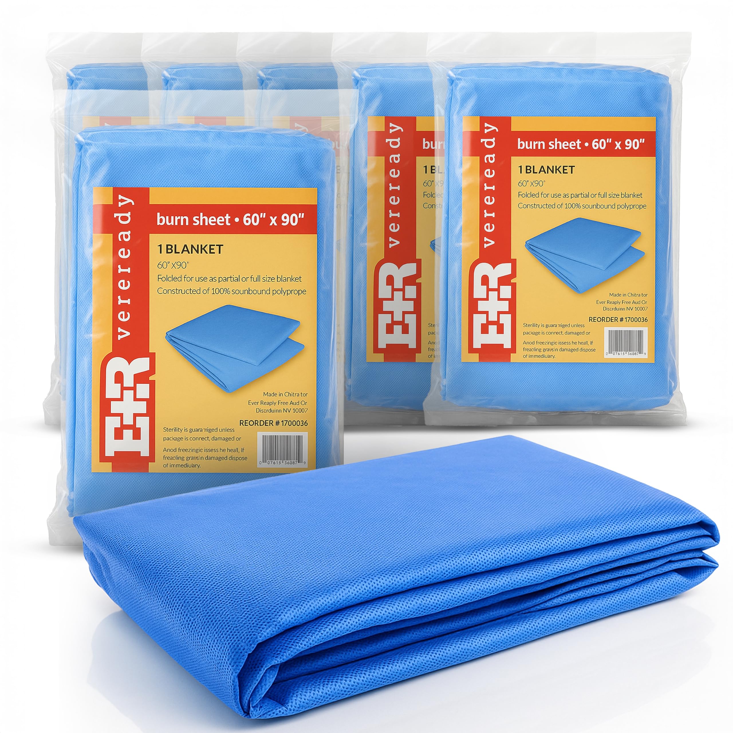 Ever Ready First Aid Sterile Burn Sheet Blanket – 60”x 90” (6 Count)
