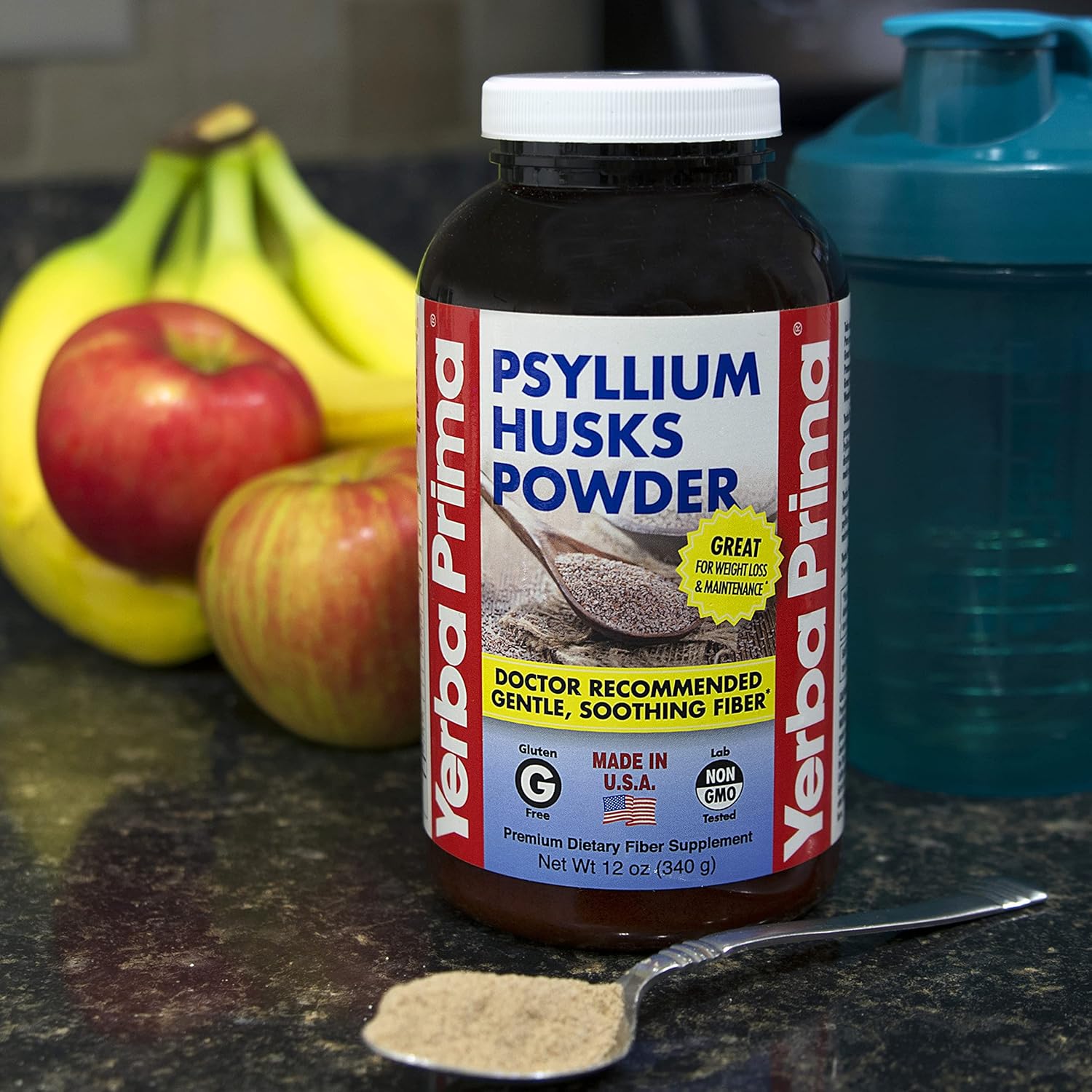 Yerba Prima Psyllium Husks Powder - 12 oz (Pack of 3) - Natural Fiber Supplement : Health & Household