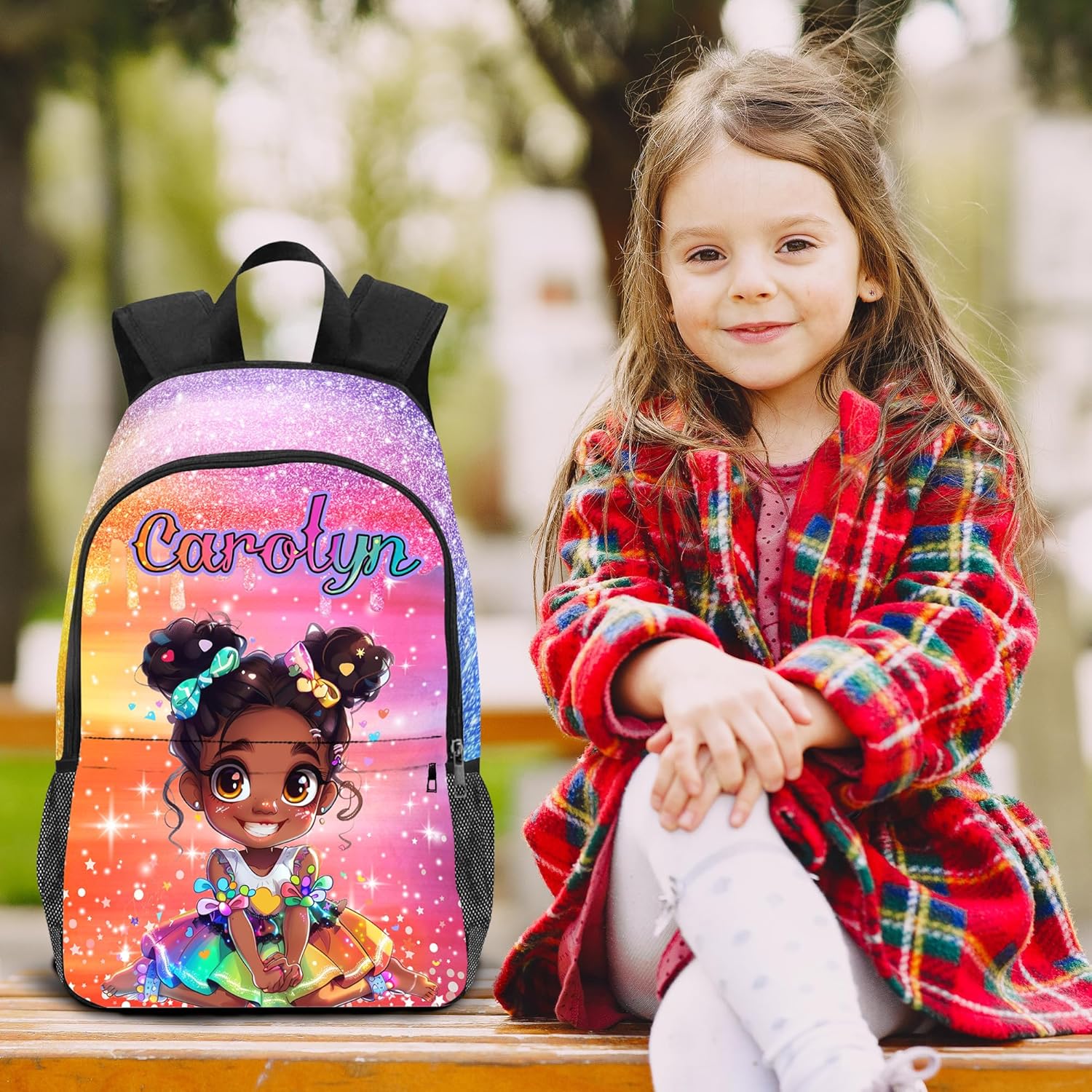 Artsadd Personalized Kids Backpack for Girls Custom Backpacks with Lunch Box set Customized Name School Bookbag for Kids Bookbag for Daughter Son Back to School Gift for Preschool Kindergarten