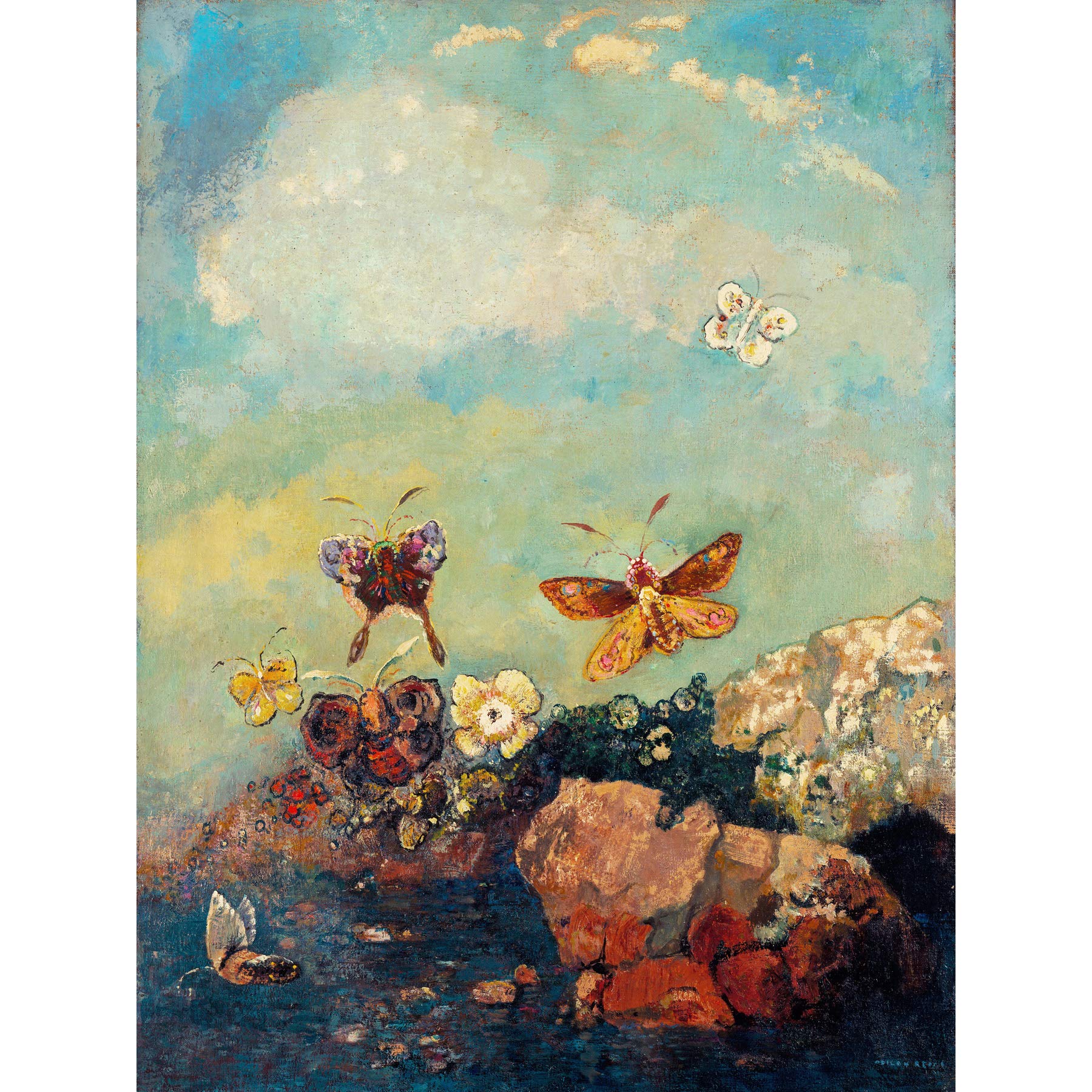 Odilon Redon Butterflies Large Wall Art Print Canvas Premium Poster Mural