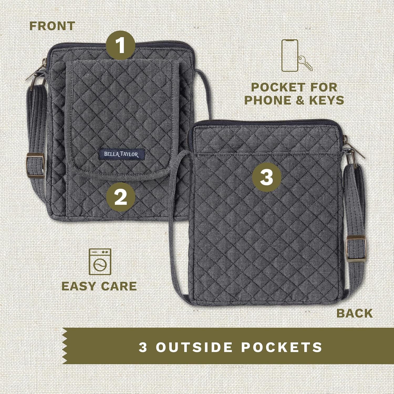 Bella Taylor Mini Crossbody Purse with Built In Wallet - Image 5