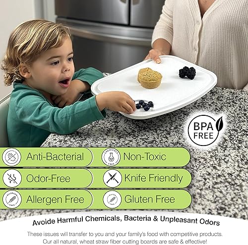 Miniatura 4 de Two Peas Juego de 2 platos para niños o niños pequeños y tabla de cortar  irrompible  paja de trigo  juegos de vajilla como platos reutilizables