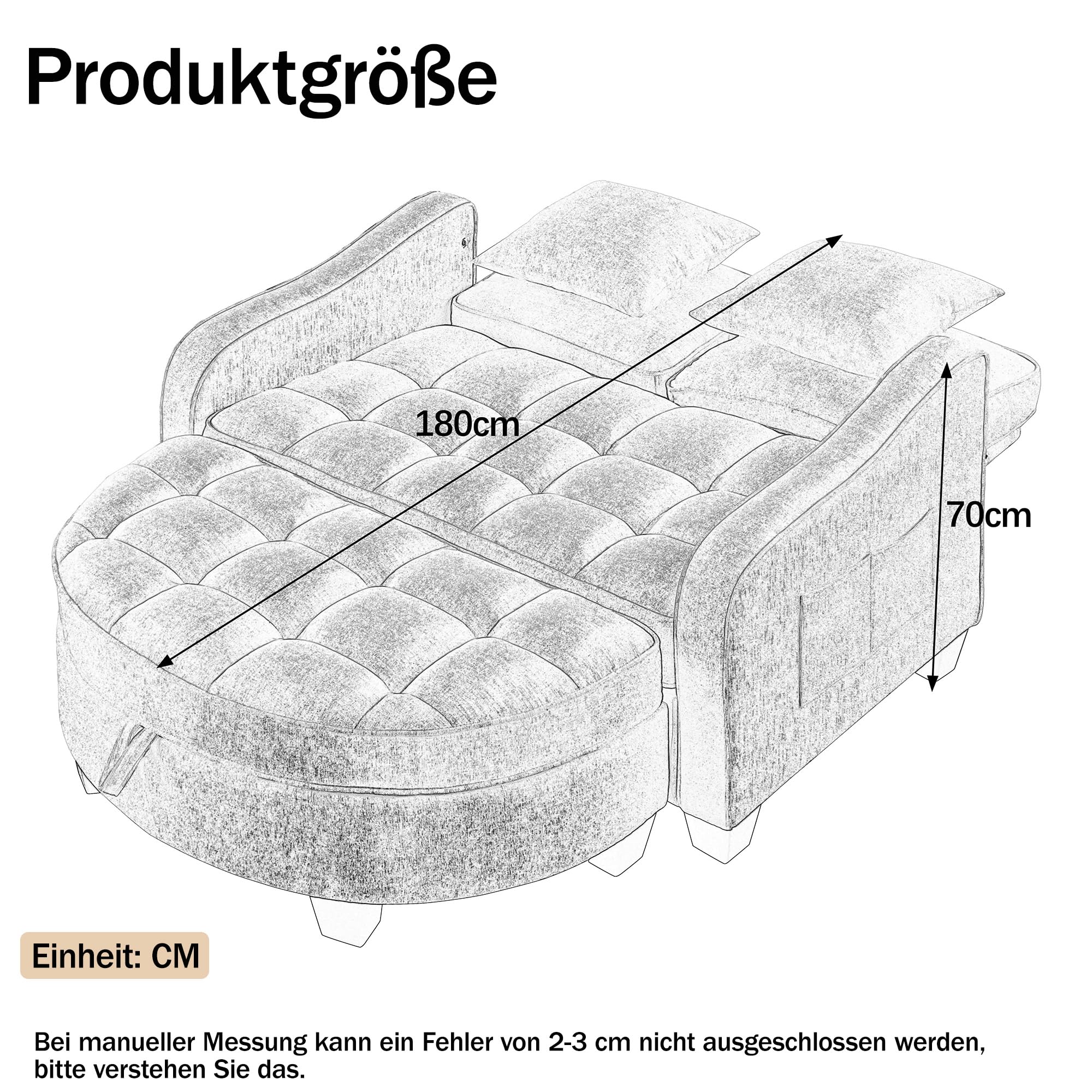 Sofa mit mit Aufbewahrungs-Hocker, Schlafsofa mit Verstellbarer Rückenlehne und Kissen, Klein Sofa, für kleine Wohnzimmer,Studienzimmer,Schlafzimmer,Grün