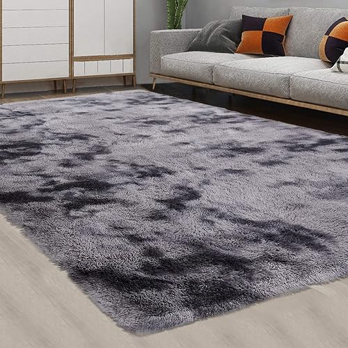CAROMIO Alfombra lanuda moderna abstracta de felpa esponjosa para interiores, extra suave y cómoda, alfombra de terciopelo para dormitorio, sala de