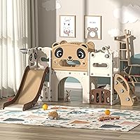 Nyeekoy 9-in-1 Toddler Slide & Climber Playset: Indoor/Outdoor Kids Playground w/ Basketball Hoop, Telescope, Tunnel for Ages 1-6