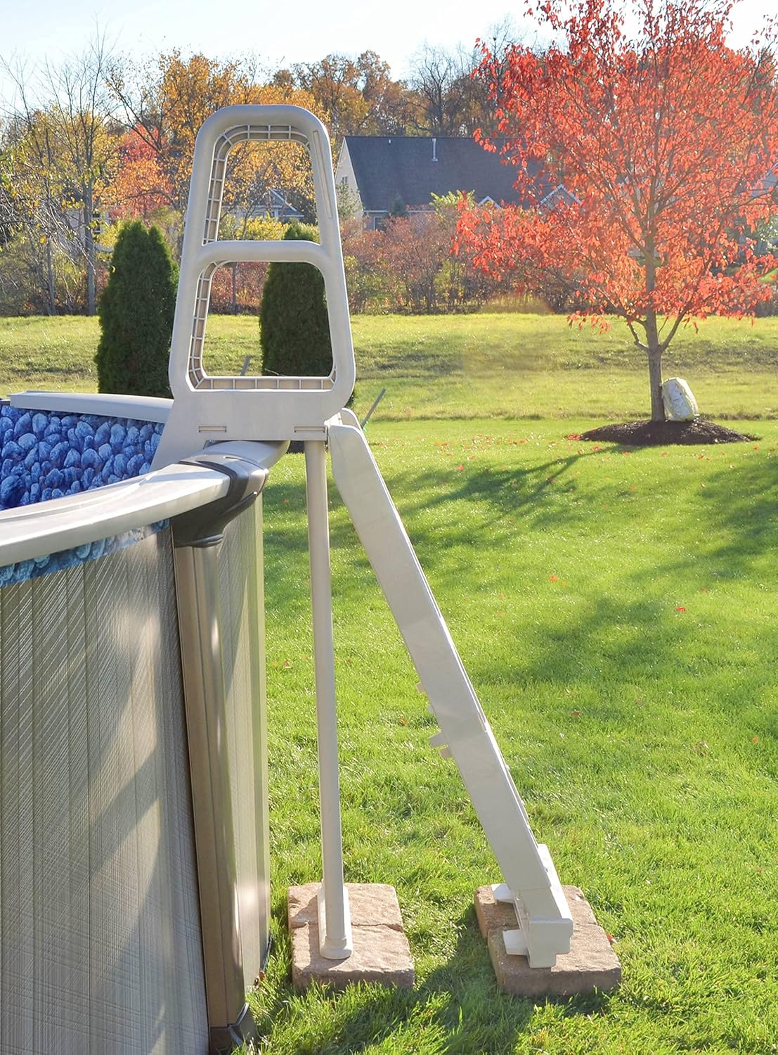 Main Access Smart Step System for 48 to 54 Inch Above Ground Pools, Heavy Duty Four Step Ladder A-Frame; Taupe : Swimming Pool Ladders : Patio, Lawn & Garden