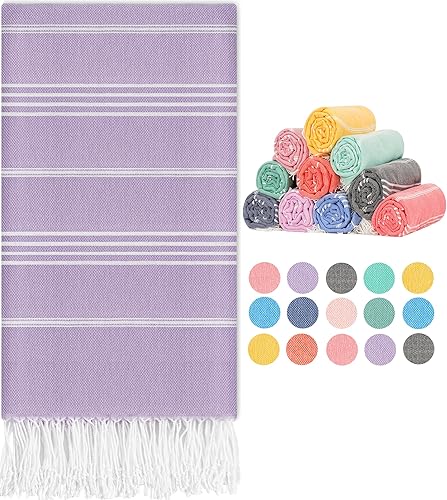 Miniatura 8 de Paquete de 2 toallas de playa turcas de algodón, compactas, de gran tamaño, sin arena, de secado rápido, delgadas, de lujo, mejor lino orgánico,