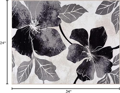 Miniatura 2 de Camilson - Moderno tapete con diseño floral, antideslizante, grande, para sala de estar, dormitorio, cocina y vestíbulo decoración de entrada